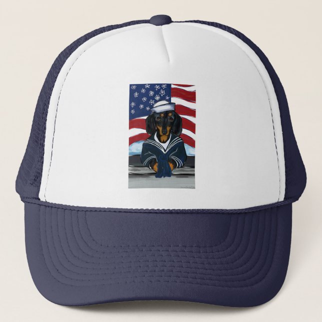 Dackel Sailor Truckerkappe (Vorderseite)
