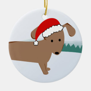 Dackel-Sankt-Weihnachtsverzierung Keramikornament