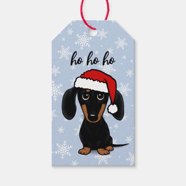 Dackel Santa Black und Tan Dackel Hund Weihnachten Geschenkanhänger (Vorderseite)