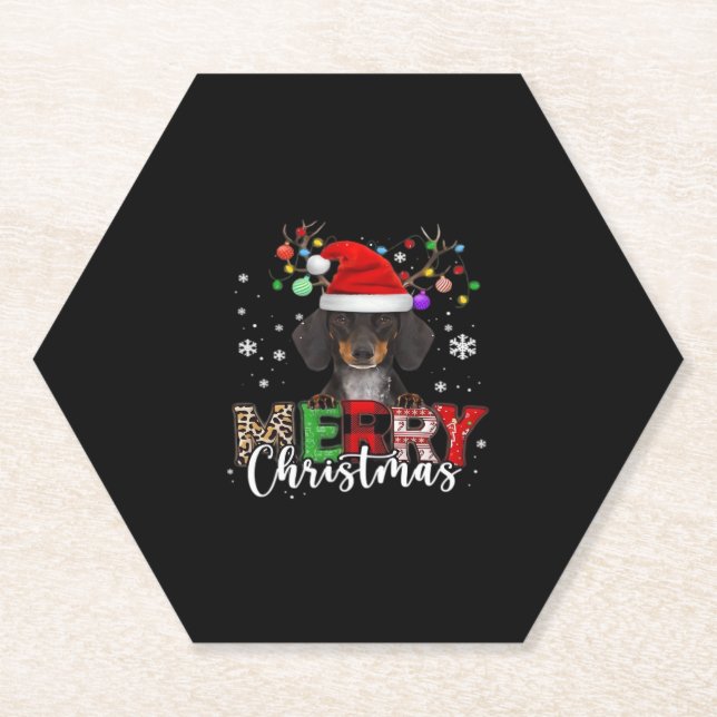 Dackel Santa Dog Frohe Weihnachten überversiegelt  Untersetzer (Vorderseite)