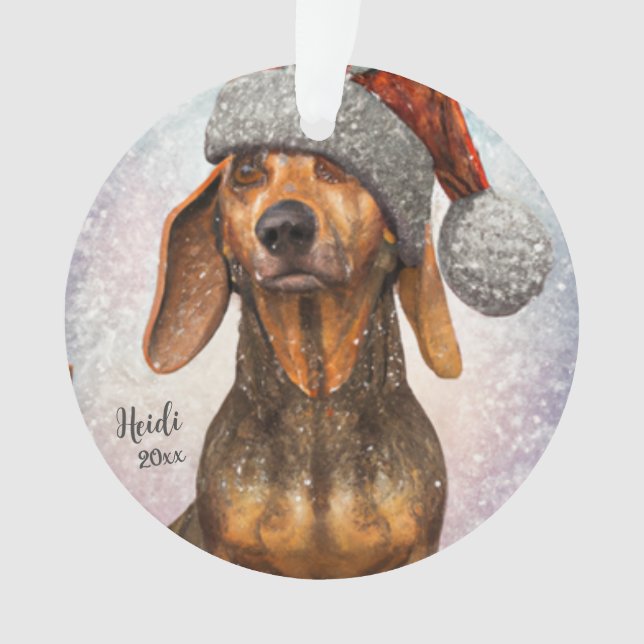 Dackel, Santa Dog, Personalisieren, Weihnachten Ornament (Vorderseite)