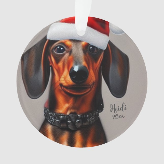 Dackel, Santa Dog, Personalisieren, Weihnachten Ornament (Vorderseite)