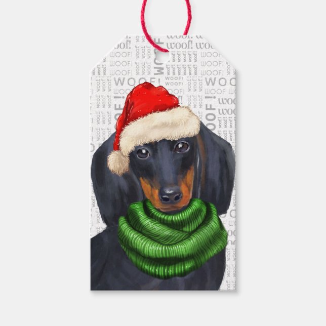 Dackel Santa Dog Weihnachten Geschenkanhänger (Vorderseite)