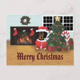 Dackel Santa Merry Weihnachtslandschaft Postkarte