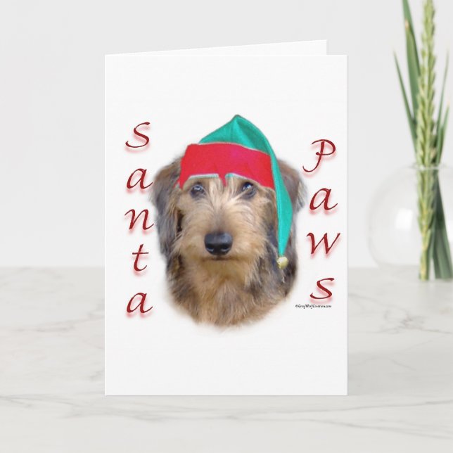 Dackel Santa Paws Feiertagskarte (Vorderseite)