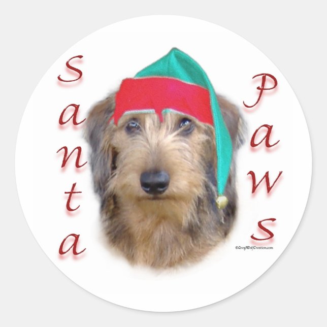 Dackel Santa Paws Runder Aufkleber (Vorderseite)
