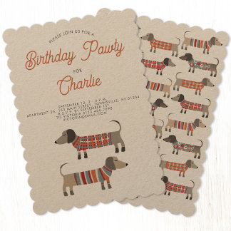 Dackel Sausage Hund Geburtstag Pawty Einladung