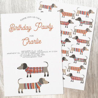 Dackel Sausage Hund Geburtstag Pawty Einladung