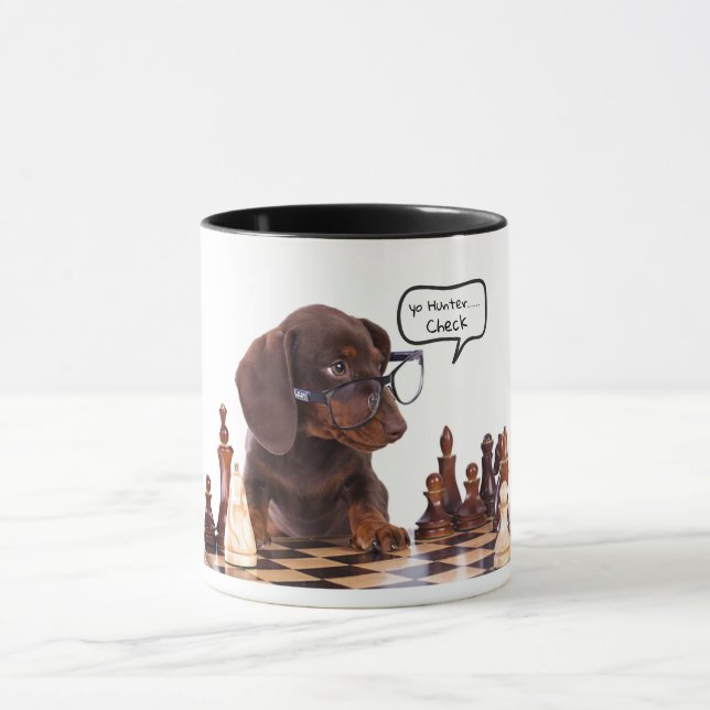 Dackel Schachspieler Tasse (Zentrum)