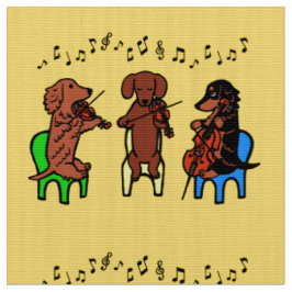 Dackel-Schnur-Trio-Musiker-Gewebe-Gelb Stoff