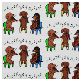 Dackel-Schnur-Trio-Musiker-Gewebe Stoff