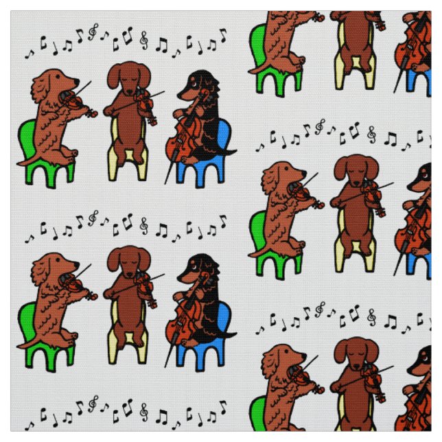 Dackel-Schnur-Trio-Musiker-Gewebe Stoff (Muster)