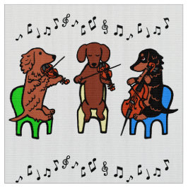 Dackel-Schnur-Trio-Musiker-Gewebe Stoff