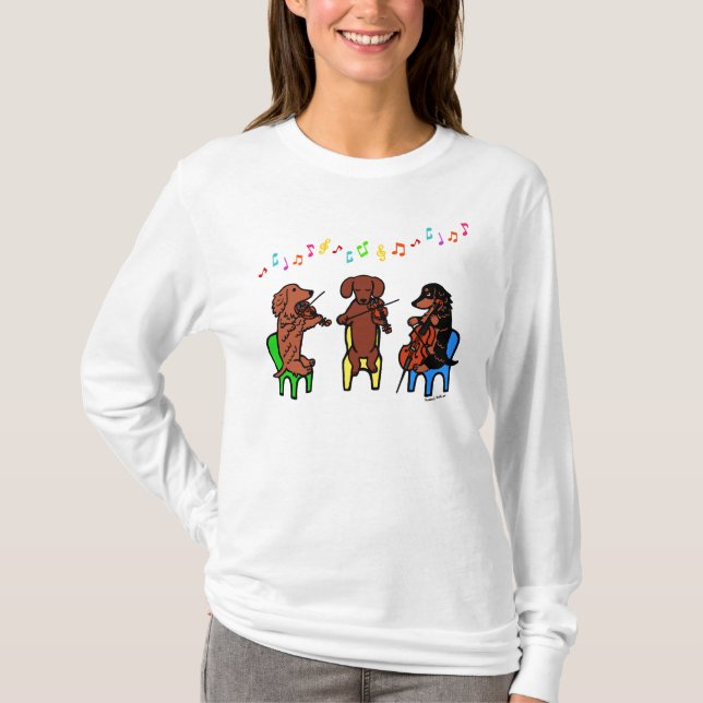 Dackel-Schnur-Trio-Musiker-T-Shirt T-Shirt (Vorderseite)