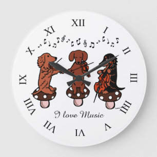 Dackel-Schnur-Trio-Musikerwanduhr Große Wanduhr