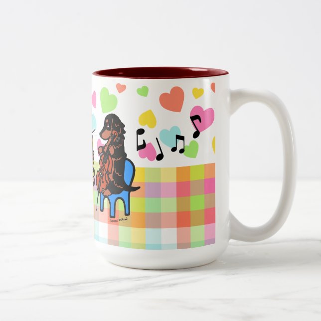 Dackel-Schnur-Trio Zweifarbige Tasse (Rechts)