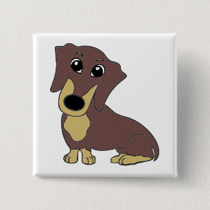 Dackel Schokolade und tan Cartoon Button
