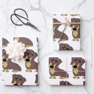Dackel Schokolade und tan Cartoon Geschenkpapier Set