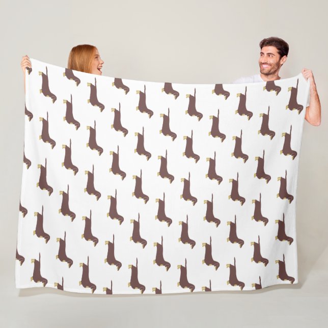 Dackel Schokolade und tan Silhouette Fleecedecke (Beispiel)