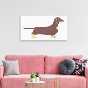 Dackel Schokolade und tan Silhouette Leinwanddruck