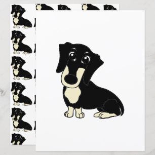 Dackel Schwarz-Creme-Cartoon-Scrapbook