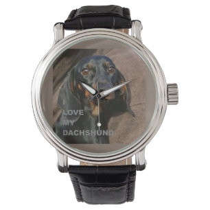 Dackel schwarz und braun Liebe w pic Armbanduhr