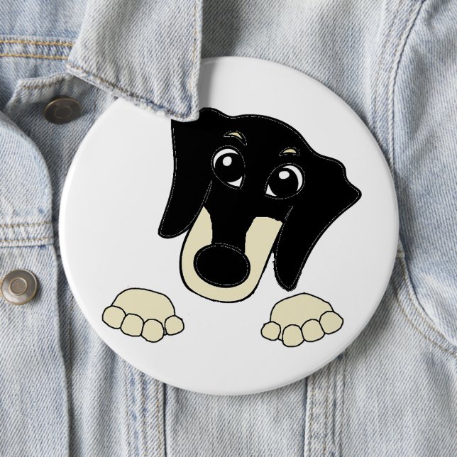 Dackel, schwarz und cremefarben Cartoon Button (Beispiel)