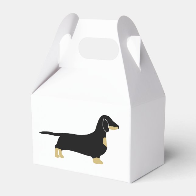 Dackel Schwarz-Weiß-Silhouette Geschenkschachtel (Vorderseite)