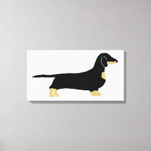 Dackel Schwarz-Weiß-Silhouette Leinwanddruck