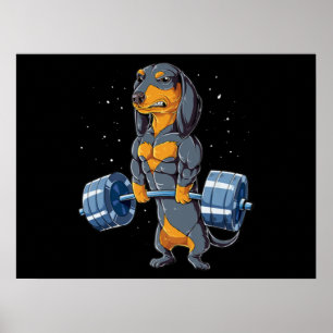 Dackel Schwerstarbeit Fitness Poster