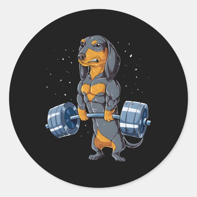 Dackel Schwerstarbeit Fitness Runder Aufkleber (Vorderseite)