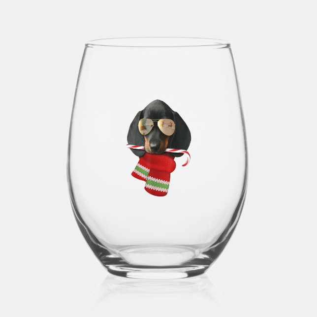 Dackel Shirt Niedliche Weihnachtsgeschenke Hunde L Weinglas Ohne Stiel (Vorderseite)