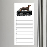 Dackel Shopping List Magnetic Notepad Magnetischer Notizblock<br><div class="desc">Kleine Sachen,  um Dackel Hund mit einem schwarzen Kalkboard Rahmen personalisiert mit Ihrem Namen zu holen.</div>