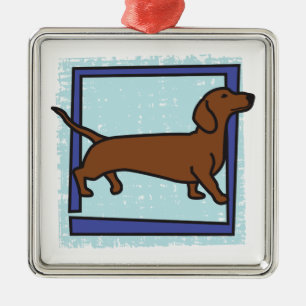 Dackel Silbernes Ornament