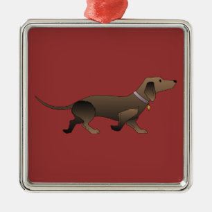 Dackel Silbernes Ornament