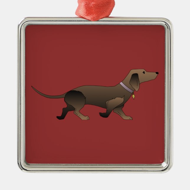 Dackel Silbernes Ornament (Vorne)