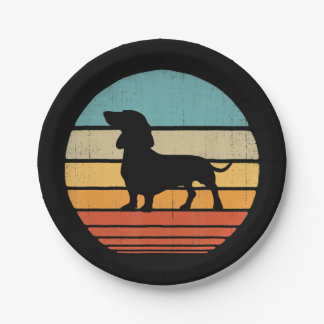 Dackel Silhouette 60er 70er Gifts Dog Lover Pappteller