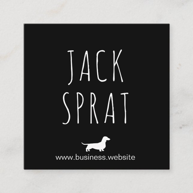 Dackel Silhouette | Dackel Dog Schwarz/Weiß Quadratische Visitenkarte (Vorderseite)