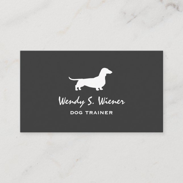Dackel Silhouette Haustiere Dackel Hund grau und w Visitenkarte (Vorderseite)