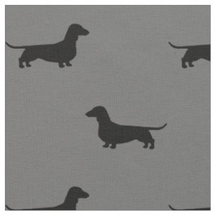 Dackel-Silhouette-Muster grau und schwarz Stoff