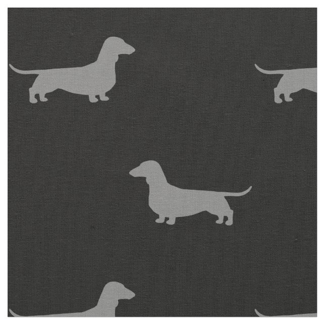 Dackel-Silhouette-Muster grau und schwarz Stoff (Nahaufnahme)