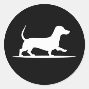 Dackel Silhouette - Vintager Wanderhund Runder Aufkleber