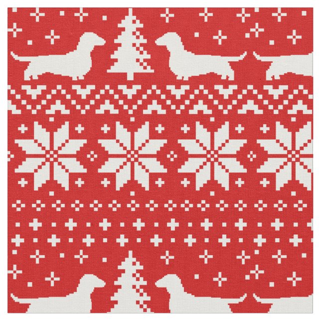 Dackel-Silhouette-Weihnachtsmuster Stoff (Nahaufnahme)