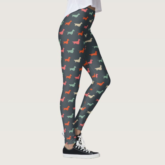 Dackel Silhouetten Dackel Hund Lover Leggings (Rechts)