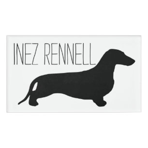 Dackel-Silhouetteschwarzes + Ihre Ideen Namenschild