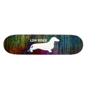 Dackel-Silhouetteweiß + Ihre Ideen Skateboard