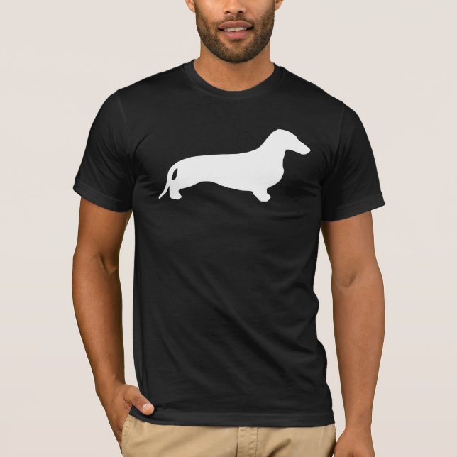 Dackel-Silhouetteweiß + Ihre Ideen T-Shirt (Vorderseite)