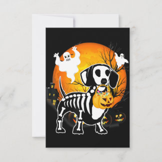 Dackel Skeleton Halloween Happy Pumpkin Geschenk Dankeskarte