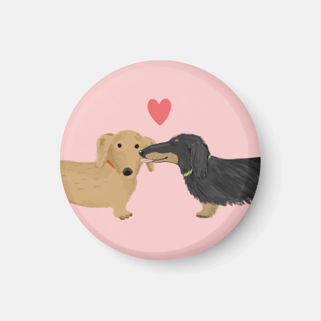Dackel Smooch mit Herz Magnet (Vorne)