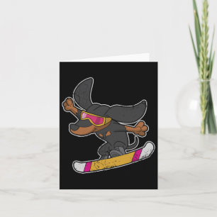 Dackel Snowboarden Hund Snowboard Kids Boys Gir Karte